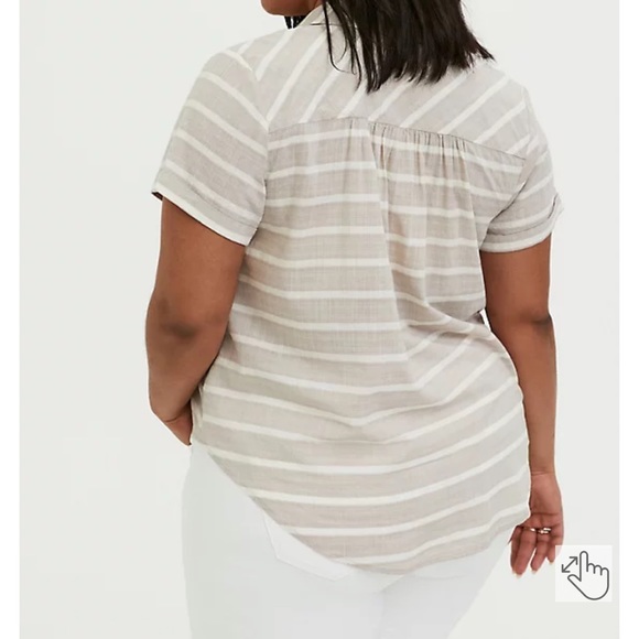 🥑5/$25 Torrid striped Textured Woven Button Front Short Sleeve Shirt sz 4X - Picture 4 of 9